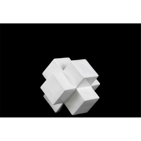 URBAN TRENDS COLLECTION 4 Piece Ceramic Cross Cube Sculpture Small Gloss White, 4.50 x 4.50 x 4.50 in., 4PK 12633